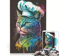 Puzzle 1000 pièces Chat Chef, Jeu de réflexion, Défi Difficile, Cadeaux pour Les Amis et la Famille 38x52cm