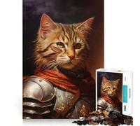 Puzzle 1000 pièces Chat Croisade Découpe soignée Décoration Logique Jeu de réflexion Calme et détente Décoration de Noël Cadeau (38x26cm)