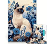 Puzzle 1000 pièces Chat dans Une mer de Fleurs Violettes Pièces nettes et découpées Jeu de développement cognitif Moment de Calme et de Divertissement Décoration de Noël (50x75cm)