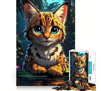 Puzzle 1000 pièces Chat de Dessin animé avec Grenouille dans la Jungle,découpe Premium,Jouet d'éveil et de détente,Cadeau d'anniversaire Amusant (50x75cm)
