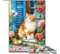 Puzzle 1000 pièces Chat Devant Un Magasin de Fleurs pour Adultes et Adolescents, idéal pour Les soirées Jeux, Jouet coloré pour la Maison (50x75cm)