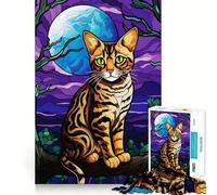 Puzzle 1000 pièces Chat du Bengale à l'état Sauvage Jeu de logique Amusant et décontracté Idée Cadeau de Noël (50x75cm)