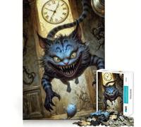 Puzzle 1000 pièces Chat du Cheshire,thème Fantastique Sombre,découpe précise,Jeu d'adresse Amusant et Stimulant,idéal pour se détendre,Cadeau de Loisirs Festif (50x75cm)