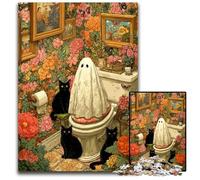 Puzzle 1000 pièces Chat et Âme, Jeux éducatifs en Bois, pour renforcer l'amour Entre Couples, à partir de 14 Ans, 50x75cm