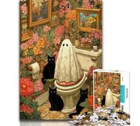 Puzzle 1000 pièces Chat et âme Puzzle 1000 pièces, Anti-Stress Staycation Kill Time Interaction Parent-Enfant (Taille 38x26cm)