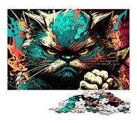 Puzzle 1000 pièces Chat Fantaisie en Carton, pour se détendre et se Mettre au défi, décoration d'intérieur colorée, pour Les Amis 26x38cm / 10,23x14,96 Pouces