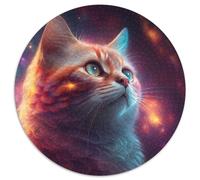 Puzzle 1000 pièces Chat Fantastique pour Adultes, Puzzle Rond 1000 pièces, Activité Familiale, Décoration Maison DIY, Cadeau de Vacances 67,5 x 67,5 cm