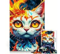 Puzzle 1000 pièces Chat Flamme Céleste pour Adultes Jeu de logique et de détente Assemblage précis Cadeau spécial (38x52cm)