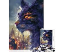 Puzzle 1000 pièces Chat Gardien des Villes Jouet Anti-Stress pour Les Amateurs de Jeux impossibles Entraînez Votre Cerveau et Votre dextérité Dimensions 50x75cm