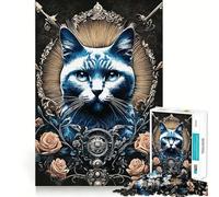 Puzzle 1000 pièces Chat Gothique et Rockabilly Qualité supérieure,découpe Fine,Jeu de réflexion,Jouet de détente et de Bien-être,Cadeau d'anniversaire Amusant (38x26cm)