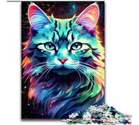 Puzzle 1000 pièces Chat Graffiti Coloré en Bois, Cadeau Parfait pour Parents, Amoureux, Amis - 14 Ans et Plus 50x75cm Activité de Jeu en Famille Enthousiasmante