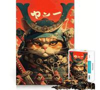 Puzzle 1000 pièces Chat Guerrier samouraï pour Adultes renforce la mémoire, apaise l’Esprit, qualité supérieure, Surprise chaleureuse (50x75cm)