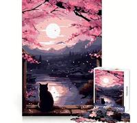 Puzzle 1000 pièces Chat Japon Zen Pixel Art pour Adolescents Favorise la Concentration et la détente Idéal comme Cadeau (38x52cm)