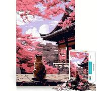 Puzzle 1000 pièces Chat Jardin Zen Pixel Art Découpe précise Jeu créatif et cérébral Temps de Jeu Calme Cadeau d'anniversaire (38x26cm)