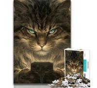 Puzzle 1000 pièces Chat Jouant avec Son téléphone Portable pour Adultes et Adolescents, stimule Le Cerveau, Jouets addictifs pour cultiver la Patience, Superbe Cadeau (38x26cm)