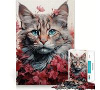 Puzzle 1000 pièces Chat l'explorateur Poilu Découpe précise Jeu de réflexion Amusant Jeu de détente Cadeau de Loisirs Festif (50x75cm)