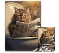 Puzzle 1000 pièces Chat lisant Un Journal Puzzles impossibles pour Adultes Parfait pour Halloween, Noël, Cadeau d'anniversaire 50x75cm/19,68x29,52 Pouces