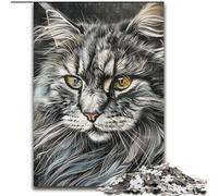 Puzzle 1000 pièces Chat Maine Coon pour Adultes et Adolescents, Jouets éducatifs et éducatifs pour la Famille, idéal pour la décoration de Bureau (26x38cm)