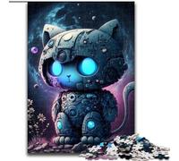 Puzzle 1000 pièces Chat mécanique Spatial en Bois, activité Amusante à Faire à la Maison 50x75cm Décoration DIY Cadeaux de Vacances stimulants pour Le Cerveau