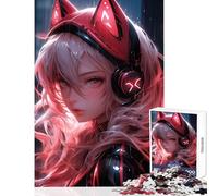 Puzzle 1000 pièces Chat Musical Fille Décoration intérieure Jouet pour Les Amateurs de Jeux et de Manipulation Liste de souhaits avec Le Père Noël Dimensions 38x26cm