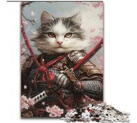 Puzzle 1000 pièces Chat Ninja Japonais Puzzles 1000 pièces pour Adultes Casse-tête DIY Stimulant, Jeu Familial interactif (Taille 50x75cm)