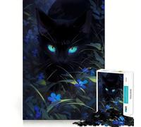 Puzzle 1000 pièces Chat Noir dans la Nuit,Un Jeu d'articulation agréable et Stimulant pour Le Cerveau,idéal pour se détendre et Passer Un Moment agréable,Un Cadeau de Noël idéal (50x75cm)