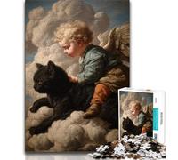 Puzzle 1000 pièces Chat Noir et bébé Ange pour Adolescents Relax Games est Un pour Toute la Famille (26x38cm)