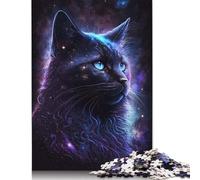 Puzzle 1000 pièces Chat Noir Galaxie Puzzles Adultes Difficulté Puzzles Renforcer Les Relations Entre Les Membres de la Famille 1000 pièces (75x50cm)