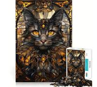 Puzzle 1000 pièces Chat Noir Kintsugi Art Découpe précise,Activité ludique Intelligente,Moment de détente,Cadeau de décoration d'anniversaire (38x52cm)
