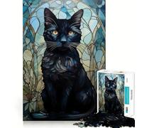 Puzzle 1000 pièces Chat Noir Kintsugi Art Découpe précise,Défi Intelligent et Amusant,Jeu de détente,Cadeau de décoration de Noël (50x75cm)