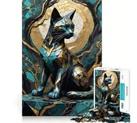 Puzzle 1000 pièces Chat Noir Kintsugi,découpe précise,activité ludique et Intelligente,Moment de détente,Cadeau de décoration d'anniversaire (38x26cm)