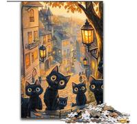 Puzzle 1000 pièces Chat Noir Mignon Puzzles 1000 pièces pour Adultes, ce Qui en Fait Un Excellent Cadeau pour s'amuser en Famille (Taille 50x75cm)