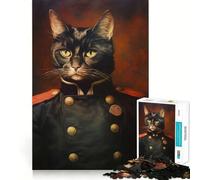 Puzzle 1000 pièces Chat Officier Cadeau pour Adultes Jeu de réflexion Loisirs Qualité supérieure Joli présent (38x26cm)