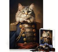 Puzzle 1000 pièces Chat Officier Royal Adolescent, Jeu de logique Stimulant, Divertissement d'intérieur, Bords de qualité supérieure, Cadeau mémorable (38x26cm)