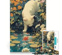 Puzzle 1000 pièces Chat par The Koi Fish Pond Jeu d'art et de réflexion irréprochable,idéal pour se détendre,Cadeau d'anniversaire Amusant (38x52cm)