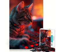 Puzzle 1000 pièces Chat Paresseux Ordinateur Ajustement Parfait Art Défi Mental Jouet Temps d'arrêt Jeu Amusant Cadeau d'anniversaire Amusant (38x52cm)