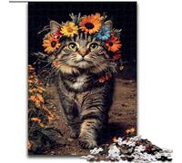 Puzzle 1000 pièces Chat Parmi Les Fleurs pour Adultes et Adolescents, idéal pour Les soirées Jeux, Jouet coloré pour la Maison (26x38cm)