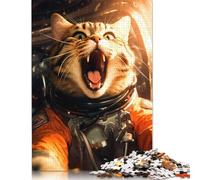 Puzzle 1000 pièces Chat Perdu dans l'espace, difficulté : Jeux éducatifs, Jouets, Cadeaux de Noël (38 x 26 cm)