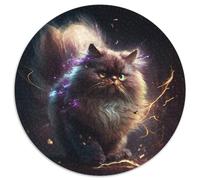 Puzzle 1000 pièces Chat Persan Nébuleuse pour Adultes Puzzle Rond 1000 pièces Jeu Familial créatif et décoration d'intérieur, Cadeau de Noël idéal pour Les Adolescents 67,5 x 67,5 cm