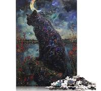 Puzzle 1000 pièces Chat Pierres Précieuses Clair de Lune Puzzles Adultes Difficulté Puzzles Renforcer Les Relations Entre Les Membres de la Famille 1000 pièces (38x26cm)
