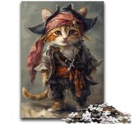 Puzzle 1000 pièces Chat Pirate pour Adultes et Adolescents, Jouets éducatifs et Anti-Stress, idéal pour la décoration de Bureau (50x75cm)