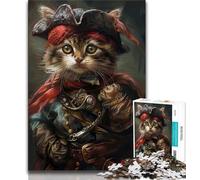Puzzle 1000 pièces Chat Pirate Puzzles 1000 pièces pour Adolescents Anti-Stress Défi Difficile Améliorer l'amour Entre Les Couples 38x26cm