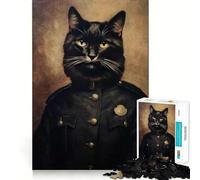 Puzzle 1000 pièces Chat Policier Jeu de précision pour l'articulation Activité cérébrale Jeu Amusant pour Passer Le Temps Libre Cadeau d'anniversaire Artistique (50x75cm)