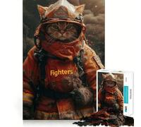 Puzzle 1000 pièces Chat Pompier Pièces découpées nettes Jeu de développement cognitif Moment de Calme et de Divertissement Décoration de Noël (38x26cm)