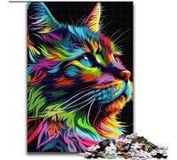 Puzzle 1000 pièces Chat Pop Art Visage Animal Puzzles stimulants Taille 26x38cm Casse-tête Stimulant - Jouet Relaxant pour Adolescents