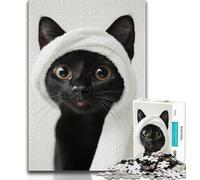 Puzzle 1000 pièces Chat Portant Un Turban pour Adultes, Aide Le Cerveau à exercer des Jouets addictifs pour cultiver la Patience Une œuvre d'art 38x26cm