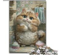 Puzzle 1000 pièces Chat prenant Un Bain pour Adolescents, Anti-Stress, Difficile à réaliser, décoration d'intérieur pour Les 14 Ans et Plus (26x38cm)