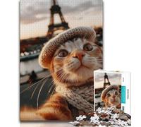 Puzzle 1000 pièces Chat prenant Un Selfie, Cadeau pour Adolescents, Anti-Stress, défi Difficile, renforce l'amour Entre Couples (75x50cm)