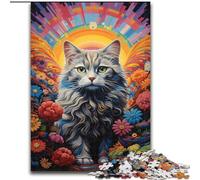 Puzzle 1000 pièces Chat psychédélique pour Adultes et Adolescents, idéal pour Les soirées Jeux, Jouet coloré à Offrir (26x38cm)