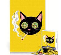 Puzzle 1000 pièces Chat psychédélique Qui Fume pour Adolescents Développe la logique et Offre Un Divertissement Occasionnel Assemblage précis Idée Cadeau Originale (50x75cm)